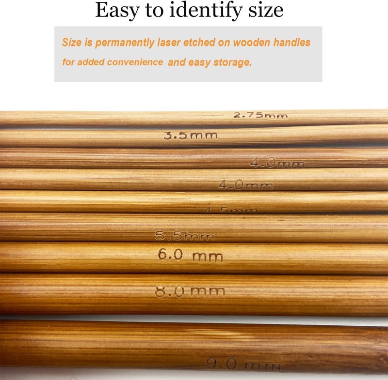 Mdoker Bamboo Double Pointed Knitting Needles Carbonized Bamboo Knitting Needle 7.9 inch(20cm) Length for Handmade Creative DIY Knitting Yarn Projects,Size US 9(5.5mm) - Image 2